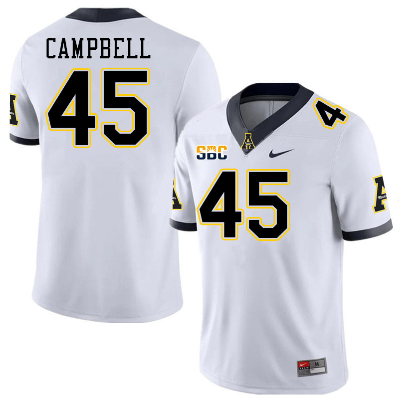 Men #45 Nick Campbell Appalachian State Mountaineers College Football Jerseys Stitched-White